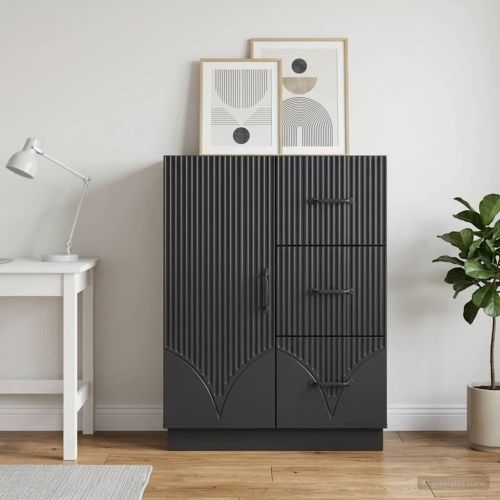 Служебен шкаф Черно 66 x 34,5 x 87 см Инженерна дървесина