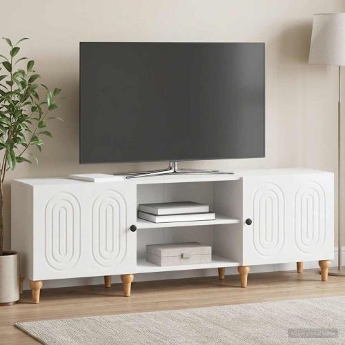 ТВ шкаф Бял гланц 150 x 31 x 50 см Инженерна дървесина