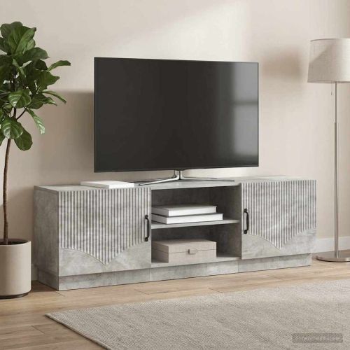 ТВ шкаф Бетонно сиво 150 x 31 x 47 см Инженерна дървесина