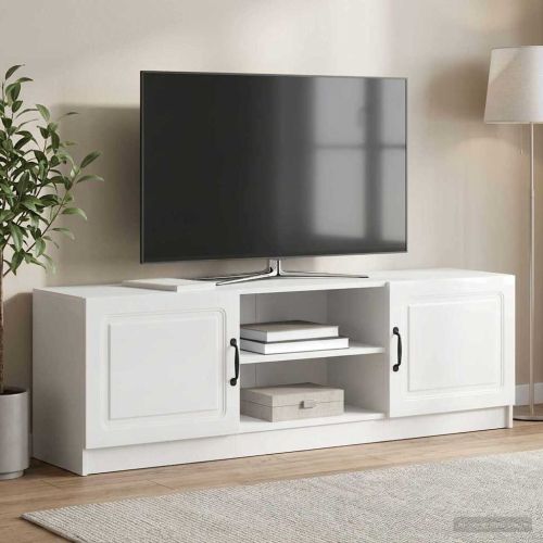 ТВ шкаф Бял гланц 150 x 31 x 47 см Инженерна дървесина