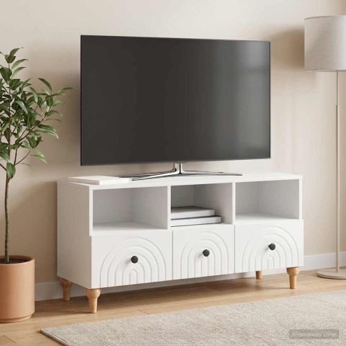 ТВ шкаф Висок Гланцов Бял 102 x 34,5 x 50 см