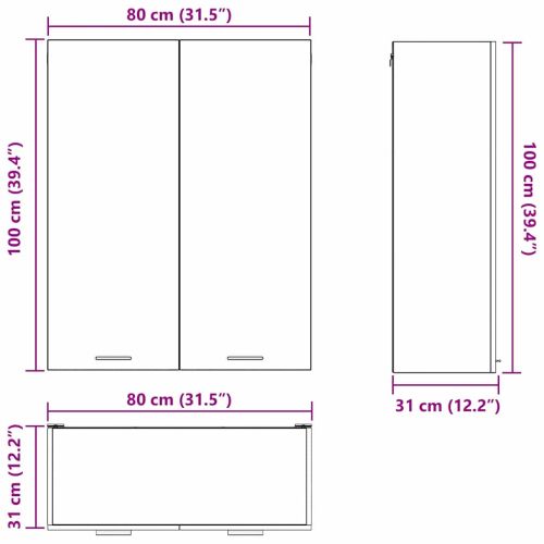 Висящ шкаф с врата Сонома дъб 80 x 31 x 100 см Инженерно дърво