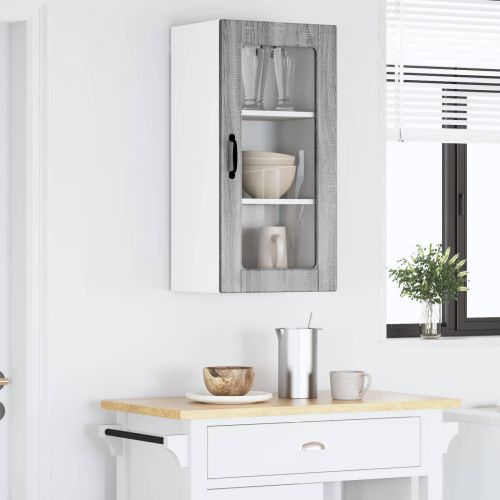 Стенен стъклен шкаф LUCCA 2 pcs Сива сонома 40 x 31 x 80 см