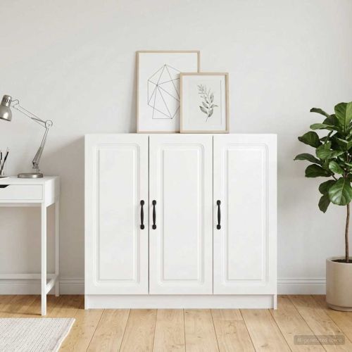 Служебен шкаф Бял гланц 89 x 34,5 x 77 см Инженерна дървесина