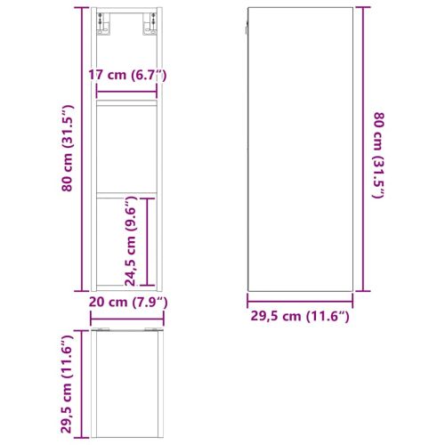 Висящ шкаф Димян дъб 20 x 29,5 x 80 см Инженерно дърво