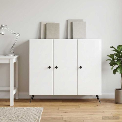 Служебен шкаф Бял гланц 89 x 34,5 x 80 см Инженерна дървесина