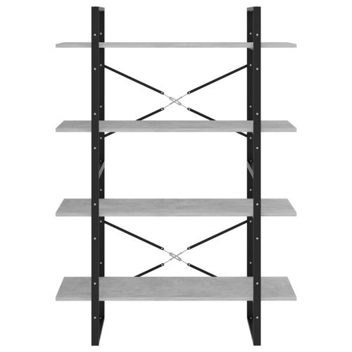 4-етажна библиотека бетонно сив 100x30x140 см инженерно дърво