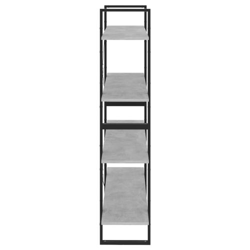 4-етажна библиотека бетонно сив 100x30x140 см инженерно дърво