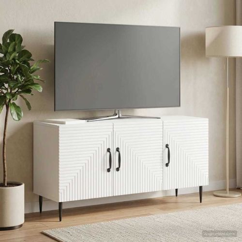 ТВ шкаф Бяло 99 x 34,5 x 50 см Инженерна дървесина