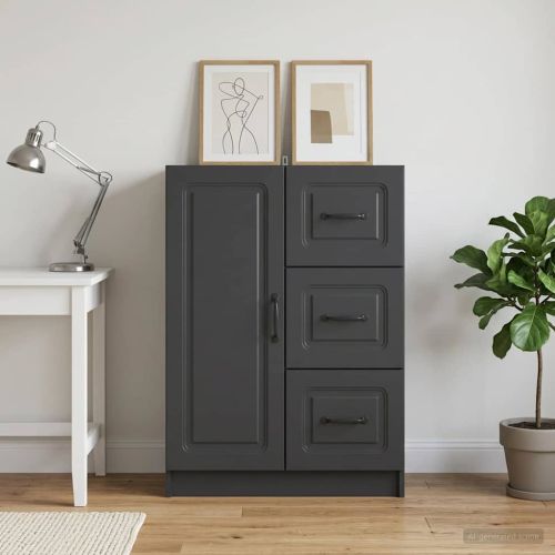 Служебен шкаф Черно 66 x 34,5 x 87 см Инженерна дървесина