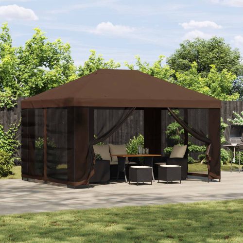 Шатра 4 × 3 m Кафяво Полиестер и стомана 190 gsm