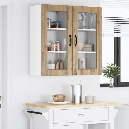 Стенен стъклен шкаф LUCCA 2 pcs Дъб артизан 40 x 31 x 80 см