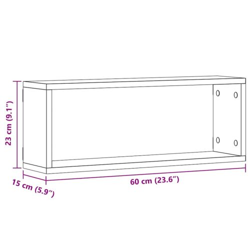 Стени за рафтове с рафт 4 pcs Черния дъб 60 x 15 x 23 cm