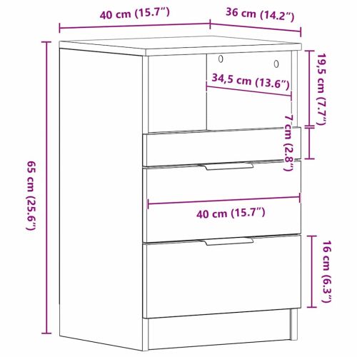 Нощен шкаф Черния дъб 40 x 35 x 65 см Инженерно дърво