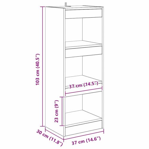 Шкаф за книги Черен дъб 37 x 30 x 103 см Инженерно дърво