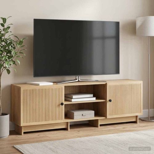 ТВ шкаф Висок Гланцов Бял 150 x 31 x 50 см