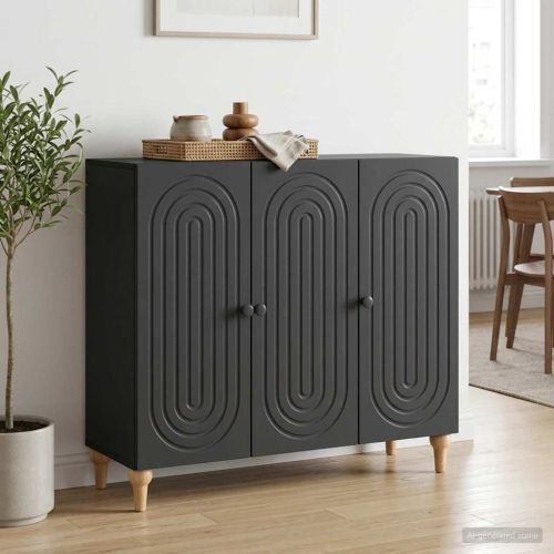 Служебен шкаф Черно 89 x 34,5 x 80 см Инженерна дървесина