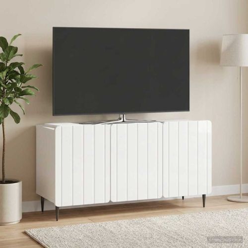 ТВ шкаф Бял гланц 99 x 34,5 x 52 см Инженерна дървесина
