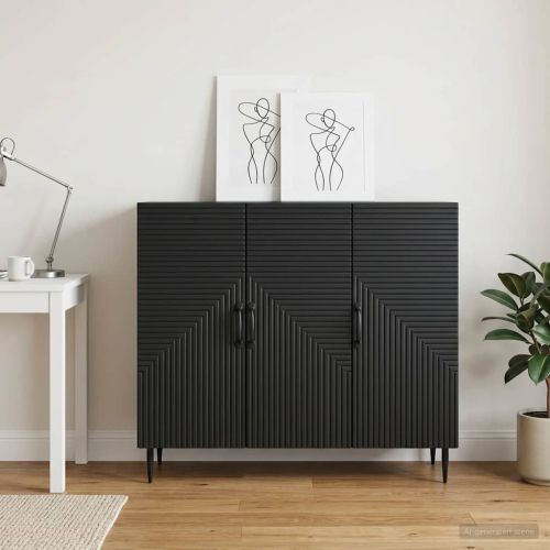 Служебен шкаф Черно 89 x 34,5 x 80 см Инженерна дървесина