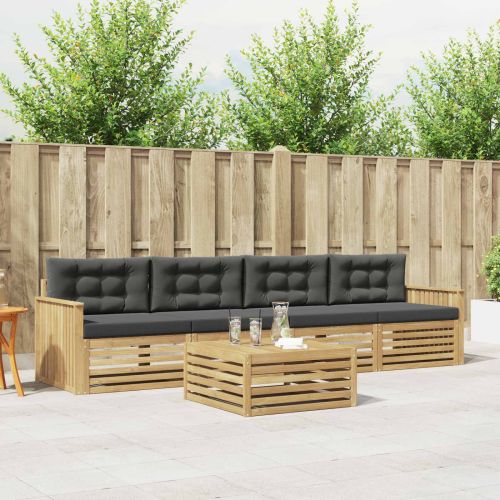Комплект дивани за открито 5 pcs Бяло и антрацит