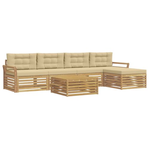 Комплект дивани за открито 6 pcs Бяло и Бежово 79 x 79 x 37 см