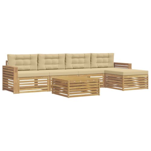 Комплект дивани за открито 6 pcs Бяло и Бежово 79 x 79 x 37 см