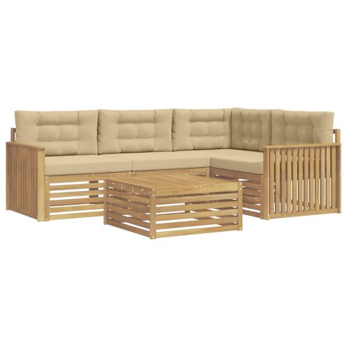 Комплект дивани за открито 5 pcs Бяло и Бежово 79 x 79 x 37 см