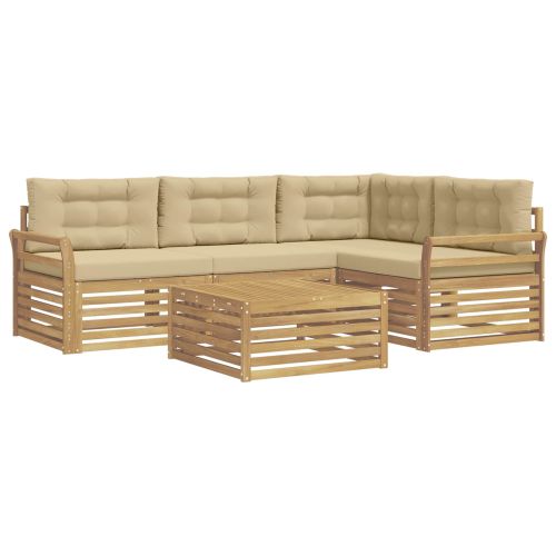 Комплект дивани за открито 5 pcs Бяло и Бежово 79 x 79 x 37 см