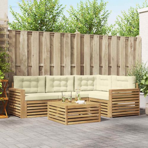 Комплект дивани за открито 5 pcs Бяло и кремаво 79 x 79 x 37 см