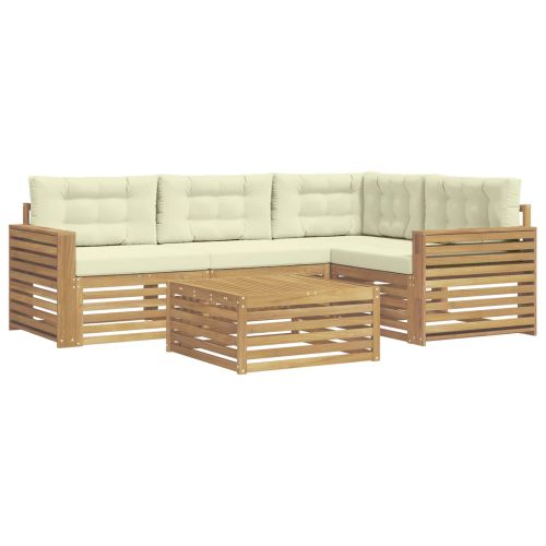 Комплект дивани за открито 5 pcs Бяло и кремаво 79 x 79 x 37 см