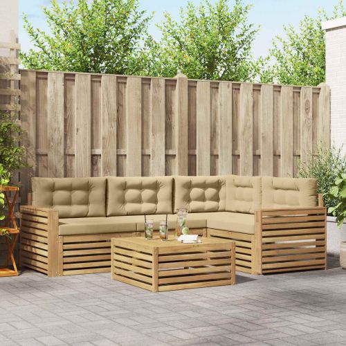 Комплект дивани за открито 5 pcs Бяло и Бежово 79 x 79 x 37 см