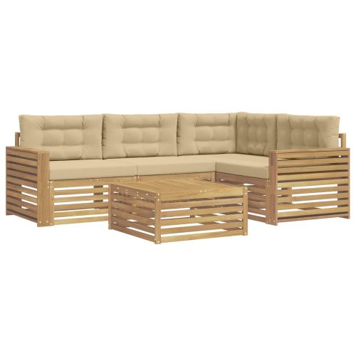 Комплект дивани за открито 5 pcs Бяло и Бежово 79 x 79 x 37 см
