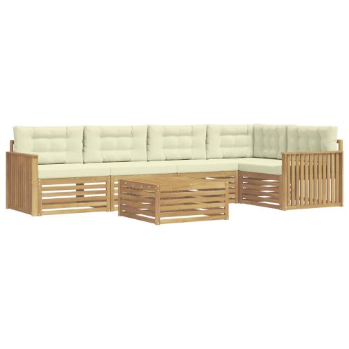 Комплект дивани за открито 6 pcs Бяло и кремаво 79 x 79 x 37 см
