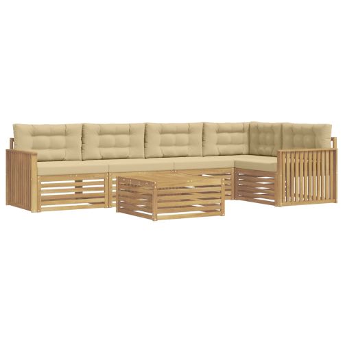 Комплект дивани за открито 6 pcs Бяло и Бежово 79 x 79 x 37 см