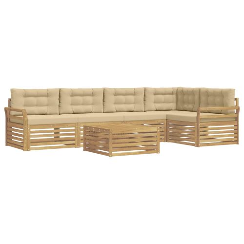 Комплект дивани за открито 6 pcs Бяло и Бежово 79 x 79 x 37 см