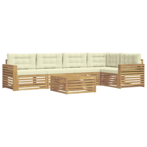 Комплект дивани за открито 6 pcs Бяло и кремаво 79 x 79 x 37 см