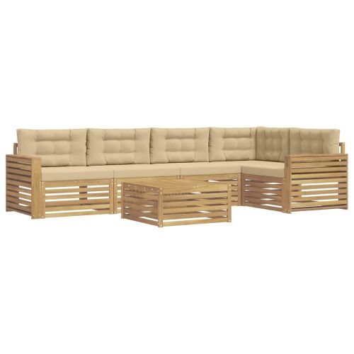 Комплект дивани за открито 6 pcs Бяло и Бежово 79 x 79 x 37 см