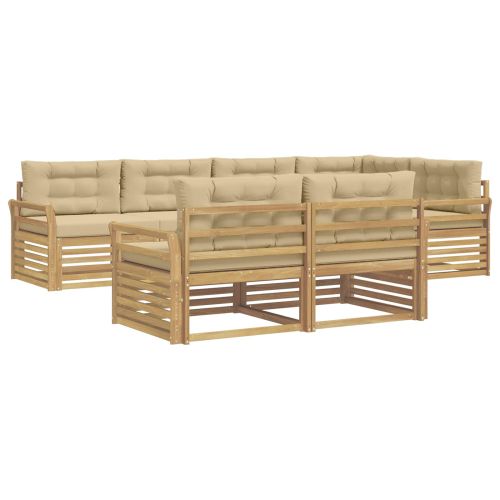 Комплект дивани за открито 7 pcs Бяло и Бежово