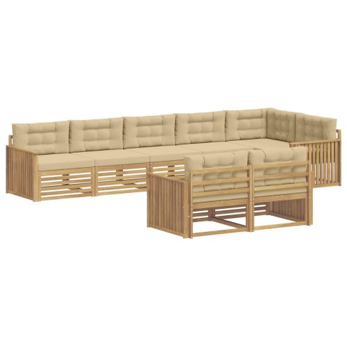 Комплект дивани за открито 8 pcs Бяло и Бежово
