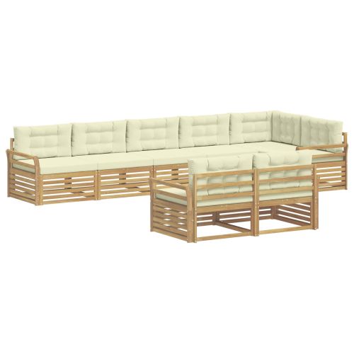 Комплект дивани за открито 8 pcs Бяло и кремаво