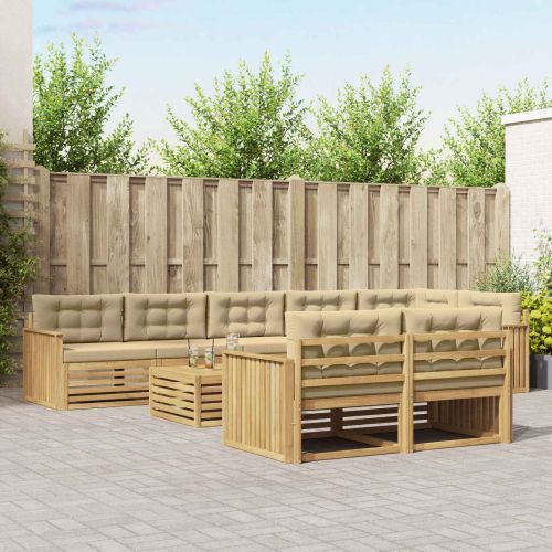 Комплект дивани за открито 9 pcs Бяло и Бежово 79 x 79 x 37 см