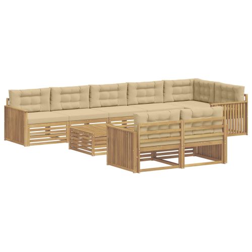 Комплект дивани за открито 9 pcs Бяло и Бежово 79 x 79 x 37 см