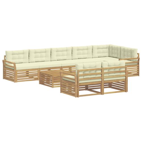 Комплект дивани за открито 9 pcs Бяло и кремаво 79 x 79 x 37 см