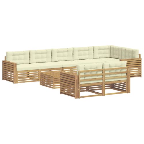 Комплект дивани за открито 9 pcs Бяло и кремаво 79 x 79 x 37 см