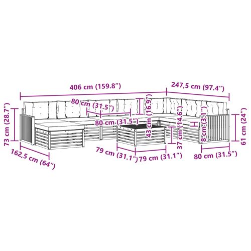 Комплект дивани за открито 9 pcs Бяло и антрацит