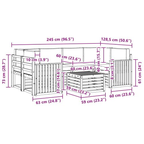 Комплект дивани за открито 7 pcs Бяло и Бежово Полиестер