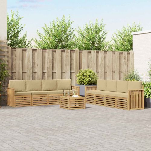 Комплекти дивани 9 pcs Бяло и Бежово 59 x 59 x 37 см Полиестер