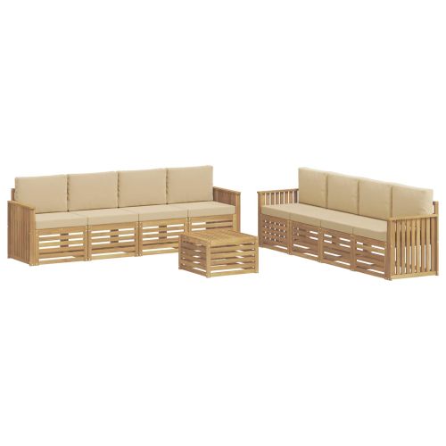 Комплекти дивани 9 pcs Бяло и Бежово 59 x 59 x 37 см Полиестер