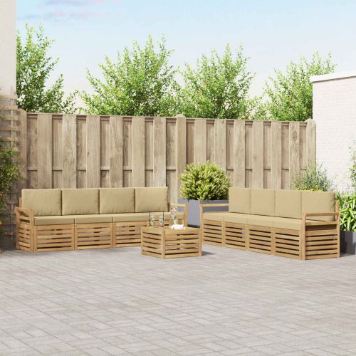 Комплекти дивани 9 pcs Бяло и Бежово 59 x 59 x 37 см Полиестер