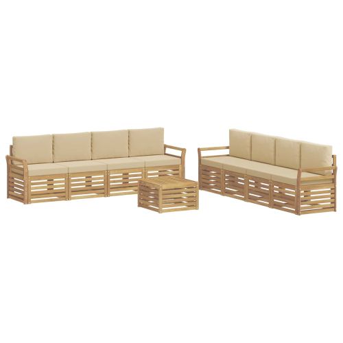 Комплекти дивани 9 pcs Бяло и Бежово 59 x 59 x 37 см Полиестер